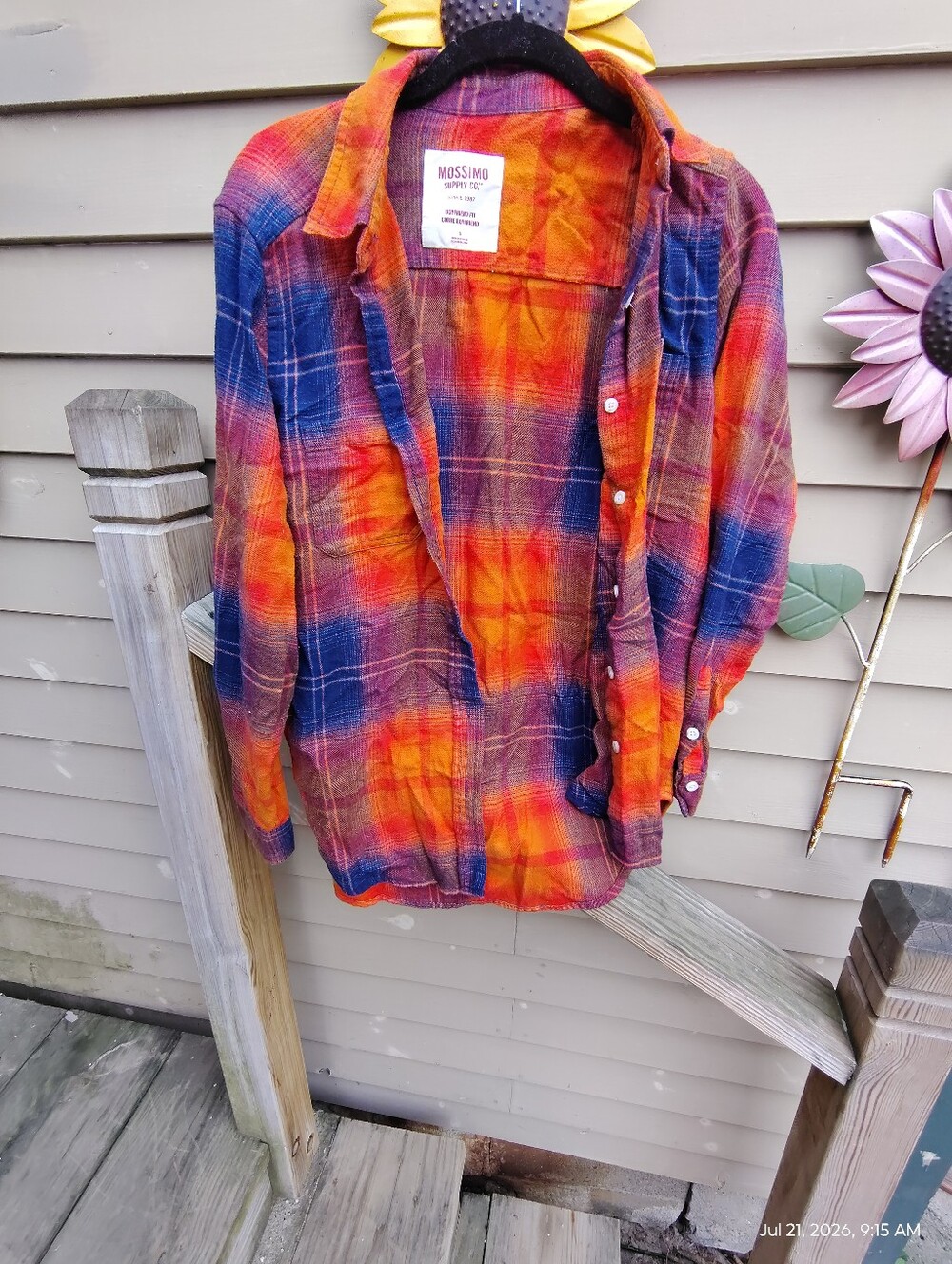 Mossimo Orange & Navy Plaid Flannel Button-Up